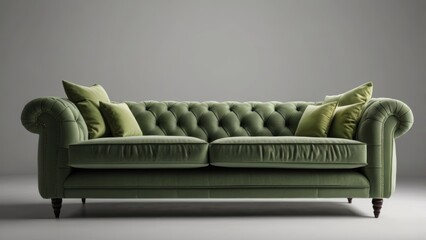 green warm sofa in white background for photoshoot