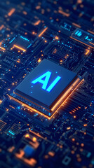 Obraz premium computer circuit board and chip