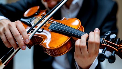 Fototapeta premium Masterful violin performance highlighting skill and craftsmanship