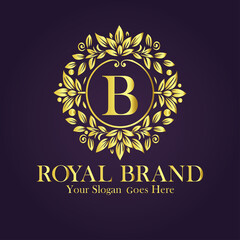Letter B golden flower logo vector illustration.