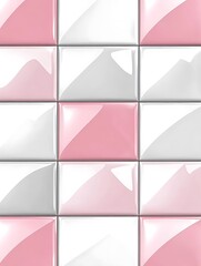 Obraz premium Abstract arrangement of squares, pink and white color, 3d rendering