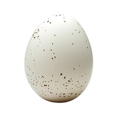 An egg speckled with brown spots.