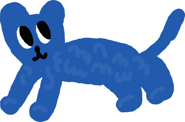 귀여운 손그림 파란 강아지