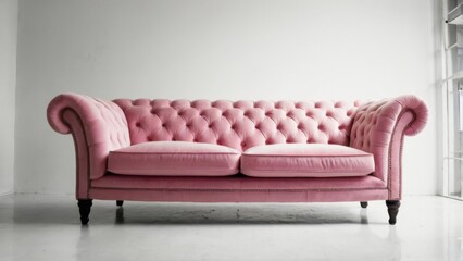 pink sofa in white background