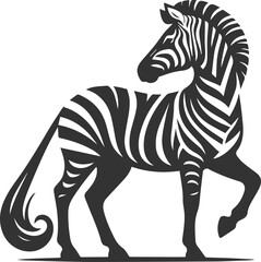 Zebra standing and turning its head backward animal silhouette