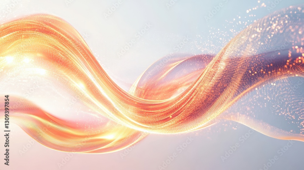 Poster a captivating abstract motion background with glowing light trails and swirling waves, forming an en