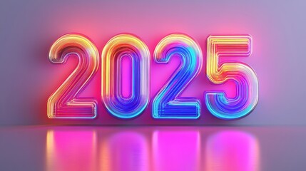 A captivating "2025" text with a neon laser glow, designed for endless looping motion. 