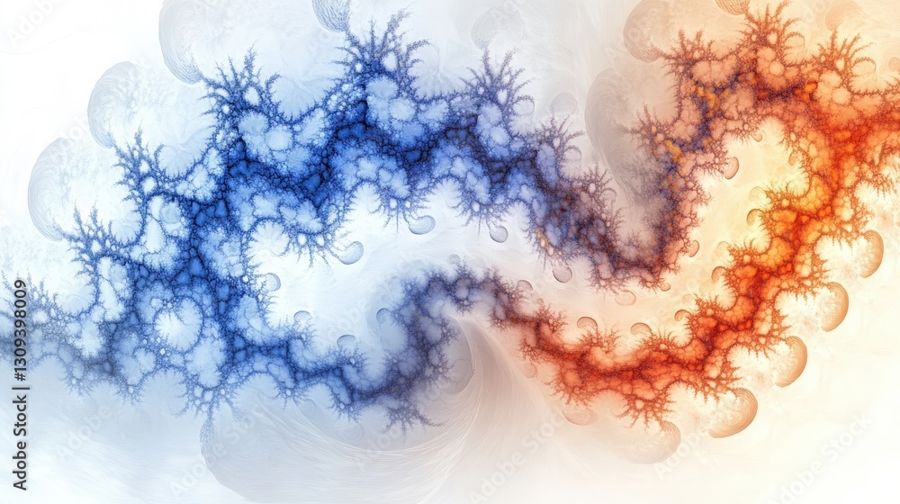 Aufkleber a captivating blend of glowing blue and fiery red fractal clouds, merging in a soft, yet intense abs