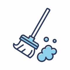 Modern Broom and Dust Vector Illustration.