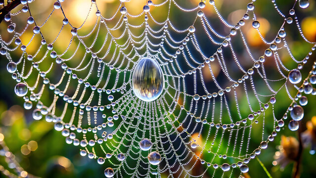 spider web with dew drops - Powered by Adobe