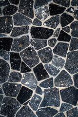 Vertical Black and gray terrazzo old floor seamless patterns abstract for background.