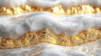 Abstract White Marble with Gold Accents