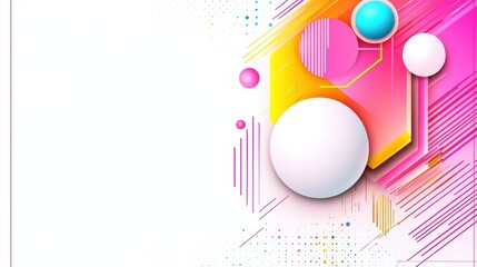 A vibrant, abstract design featuring colorful geometric shapes and lines, blending pink, yellow, and blue tones for a modern aesthetic.