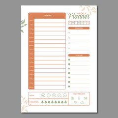 weekly planner template vector