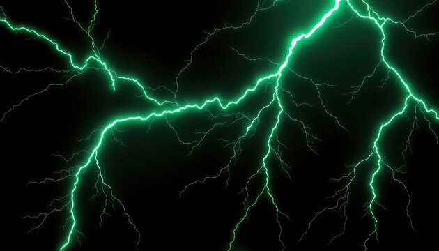 green lightning bolts illuminate night sky in powerful and electrifying display of nature