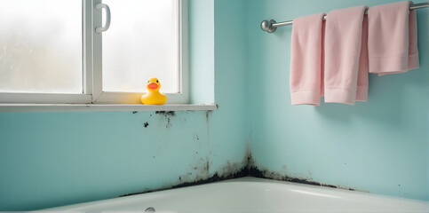 Mold Growth in Bathroom with Rubber Duck