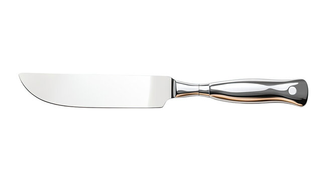 A row of knives with one of them being a wooden one