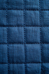 Fototapeta premium Vertical Kitchen grid, cloth texture background in celadon blue, navy.
