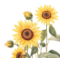 PNG Sunflowers illustration blossoms asteraceae.