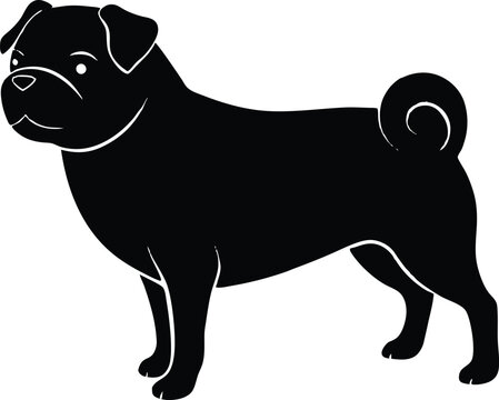 recommend clip art: pug dog silhouette,pug dog vector icon