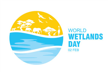 World Wetlands Day. Vector illustration of wet and fresh green nature. Illustration of keeping natural ecosystems natural and environmentally friendly