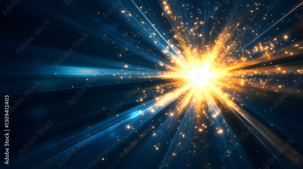 Poster radiant burst of light with lens flare effect dark background bright highlights abstract