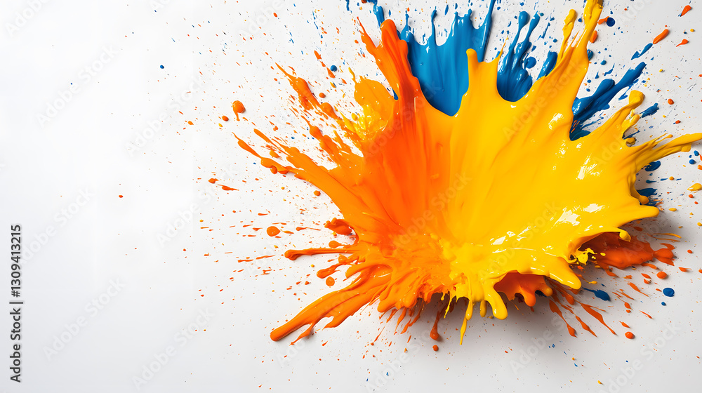 Poster vibrant paint splashing creativity art studio abstract artwork colorful chaos close-up expression