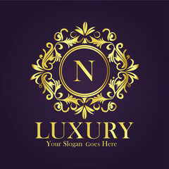 Luxury Gold Monogram Logo - Letter N

