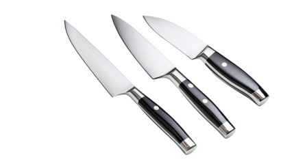 Three knives are shown, all of which are black and silver