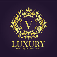Luxury Gold Monogram Logo - Letter V
