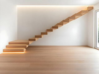 Modern Wooden Staircase Interior Design Illustration