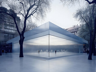 Reflective Modern Building Exterior Illustration