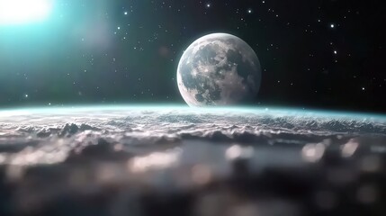 Space Moon Cloud View