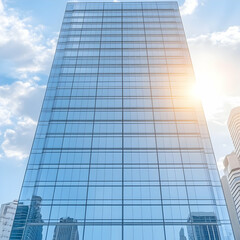 Obraz premium Glass Building Exterior, Modern Architecture Illustration