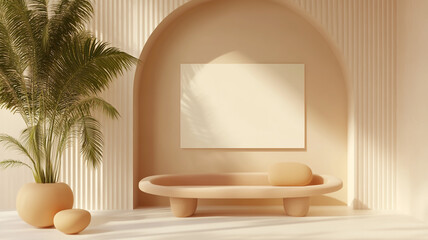 ISO A paper size frame mockup on living room wall