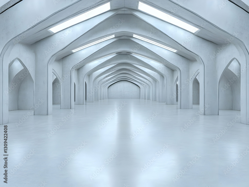 Poster abstract 3d render of modern white architecture