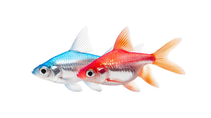 Obraz premium A fish with blue and red stripes swims in a tank