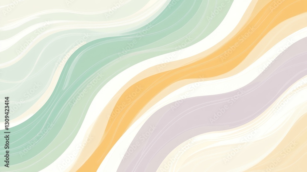 Poster abstract pastel wave background with flowing lines and soft colors.