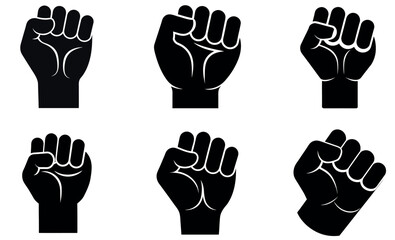 Powerful Fist Icons, Black and White, for Social Justice