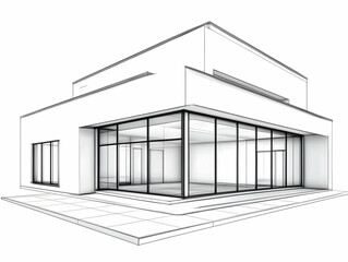 Modern House 3D Illustration Sketch