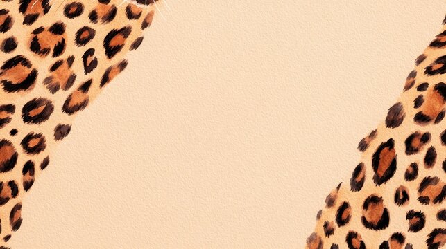 Watercolor Leopard Print Frame with Beige Background, animal print , texture