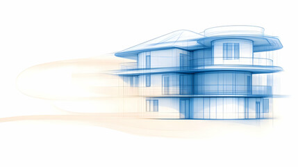Fototapeta premium Modern House Architectural 3D Sketch