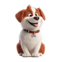 cute dog 3d cartoon isolated on transparent background.
