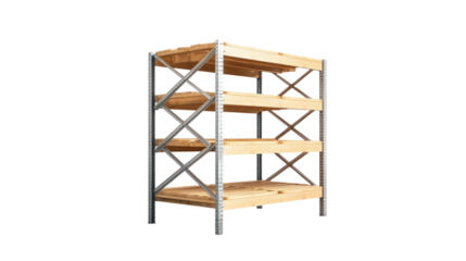 A pallet rack with boxes on it