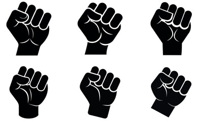 Fototapeta premium Powerful Fist Icons, Black and White, for Social Justice