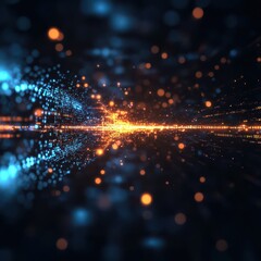 Obraz premium Quantum key distribution QKD visualized as a neonlit photon stream securing digital transactions