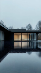 Modern House Reflection 3D Illustration