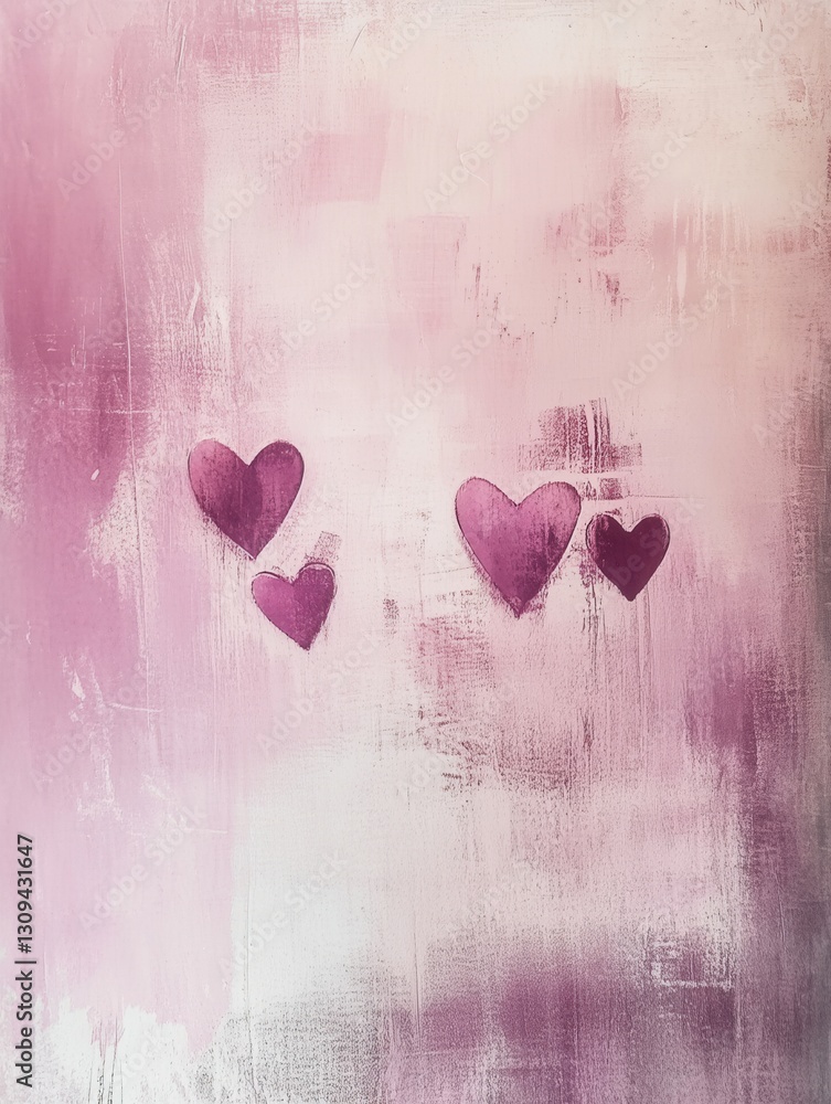 Fototapete Floating hearts in soft pink hues create a romantic and abstract backdrop for love and affection Generative AI