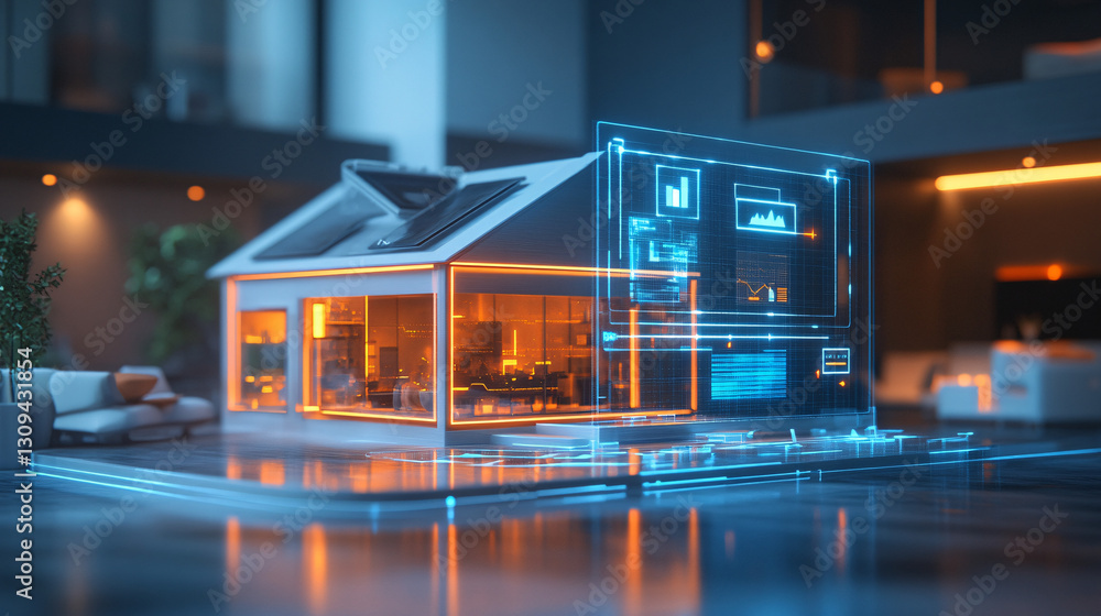 Poster health immune routine. modern smart home with digital interface visualizations.