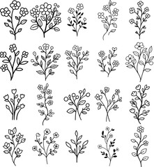 Plant Outline Doodle Icon Pack